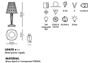 Настольная лампа Battery 9470/B4